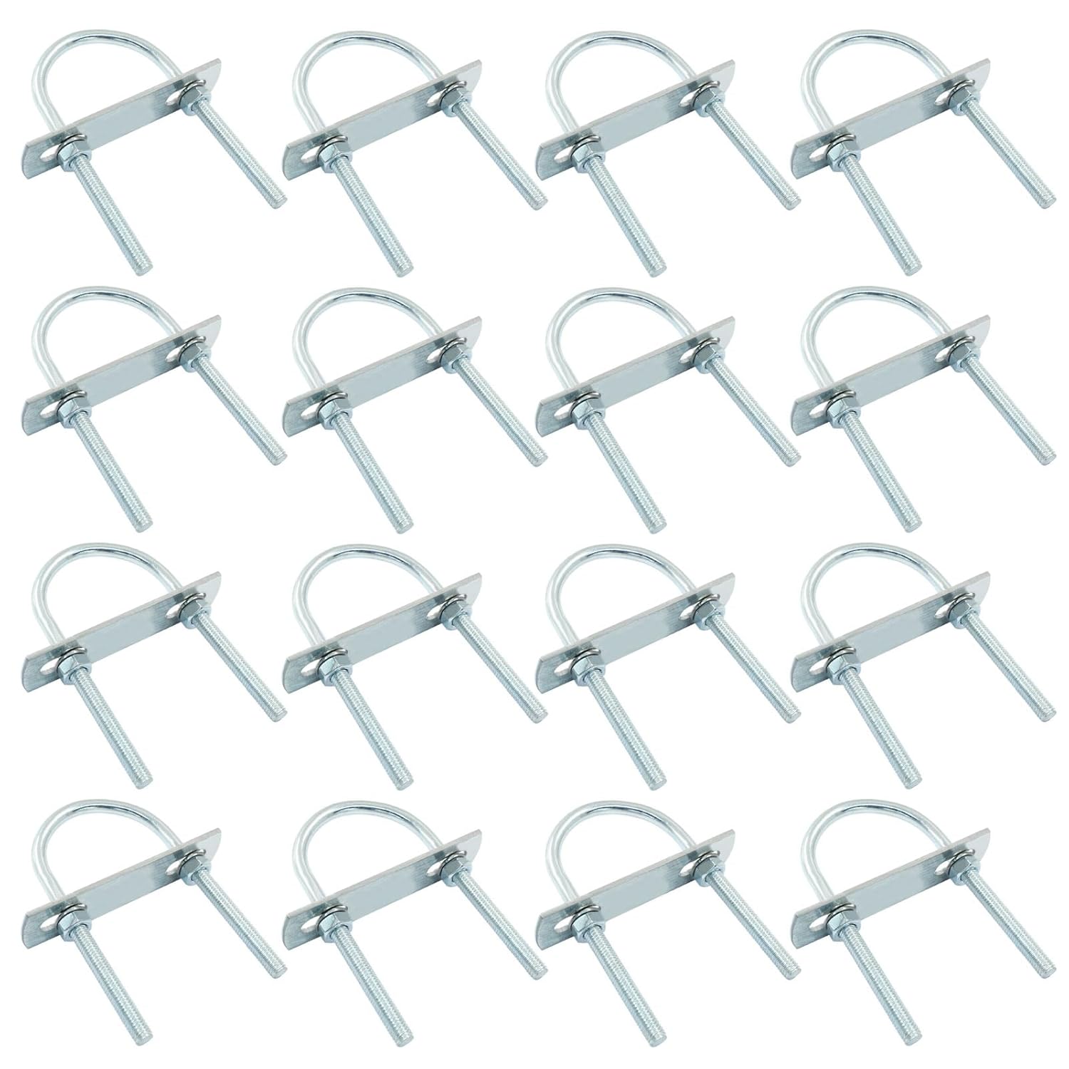 Jiozermi 16 Sets Round U Bolts, 1.57Inch(40mm) Inner Width 90mm Length Steel M6 U Clamp with Nut Plate Washer for Trailers Boats