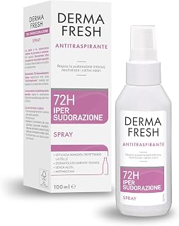 Dermafresh Ipersudorazione Efficace 72H, Deodorante Antitraspirante Spray 100 ml, No Alcol, Antimacchia, Delicato sulla Pelle, Contro Sudorazione e Cattivi Odori, Dermatologicamente Testato
