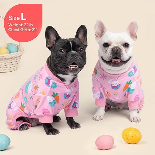 Miniatura 5 de KYEESE Easter Dog Pajamas, Soft Dog Pajamas for Small Dogs Girl, Stretchy Dogs Pjs Velvet Pet Jumpsuit with Eggs & Bunny Pattern, Comfy Lightweight