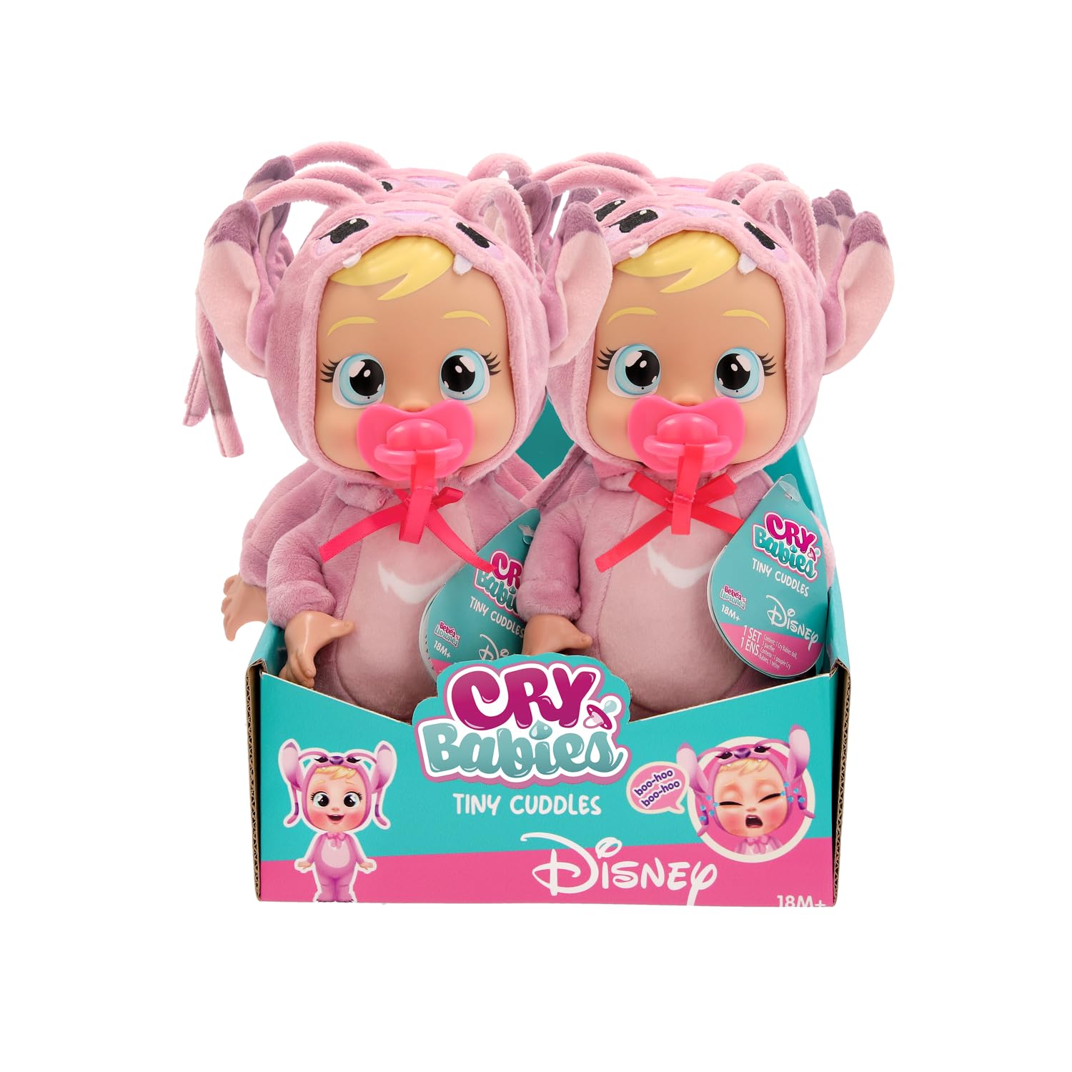 Cry Babies Disney Angel Tiny Cuddles Plush Baby Doll Cries Real Tears Soft Cuddly Doll Inspired By Disney Lilo and Stitch Toy For Kids Age 3 Years and Up