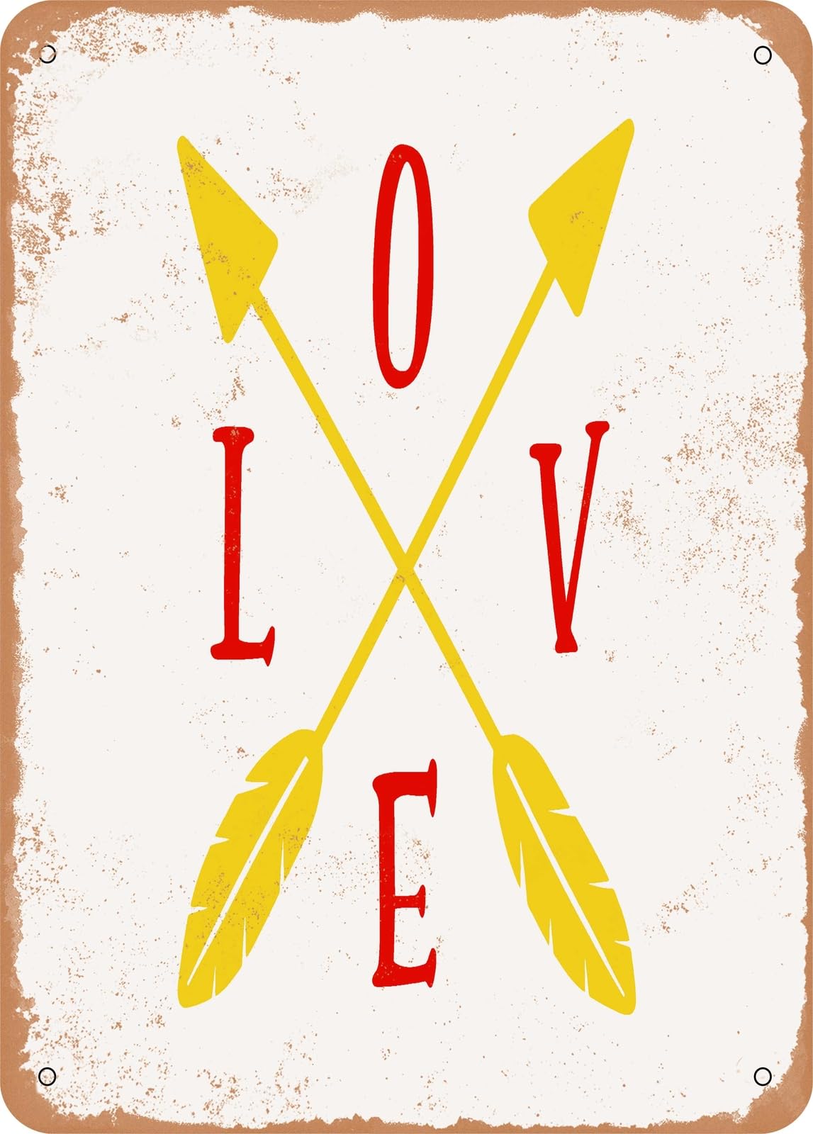 Miaomansenstore Metal Sign - Crossed Arrows Love - Vintage Rusty Look Home Decor