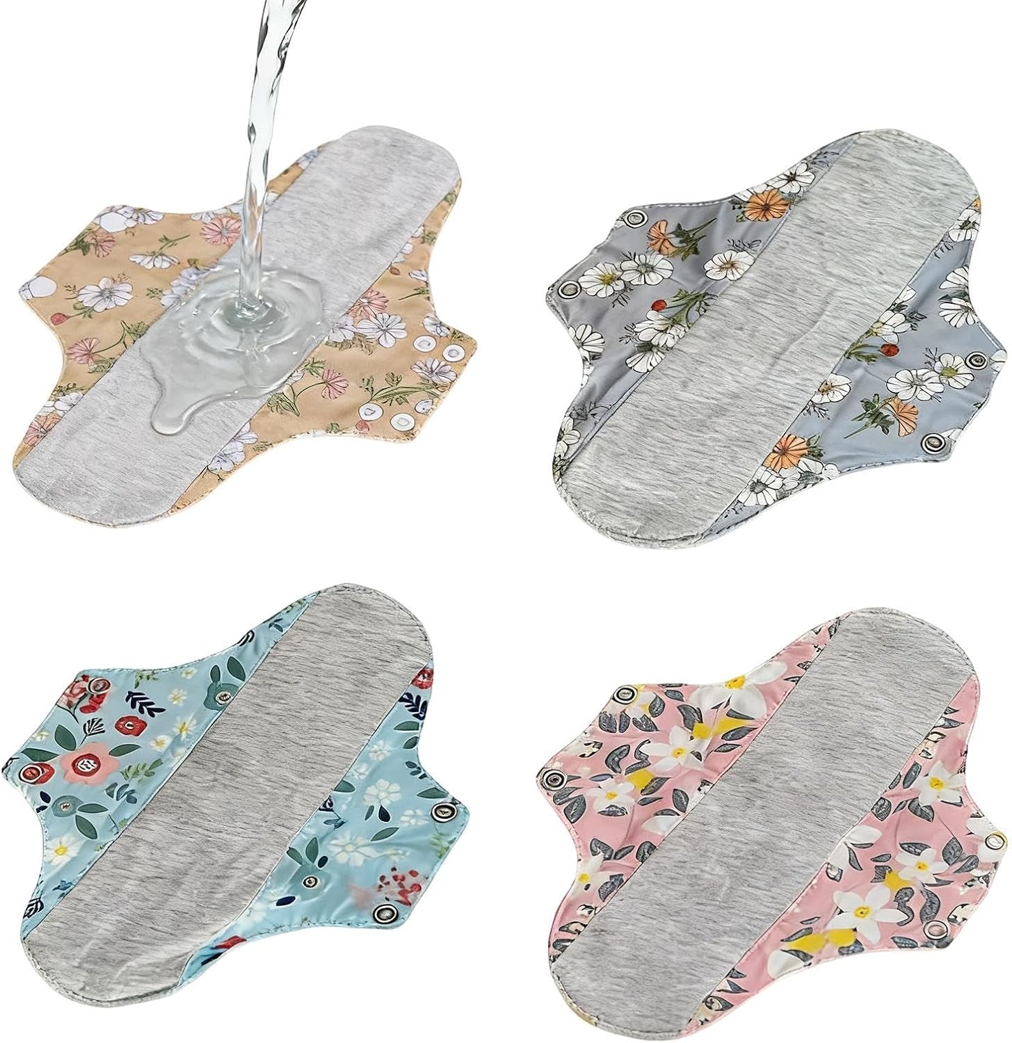 Reusable Period Pads, Breathable Panty Liner Bamboo Cloth Pads for Heavy Reusable Sanitary Pad for Women for Hygiene Daily Use Sleep Travel Work Postpartum Nursing Home(Large,7.09 inches,4 Layer)