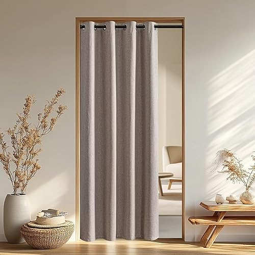 Miniatura 15 de Juego de 2 paneles de cortinas opacas de lino de 84 pulgadas de largo, cortinas 100% opacas para dormitorio, sala de estar, cortinas de 2-Total