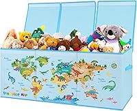 Vista 9 de Caja de juguetes para niños, contenedor de almacenamiento plegable con asas para tapas para niños y niñas, caja organizadora de juguetes grande