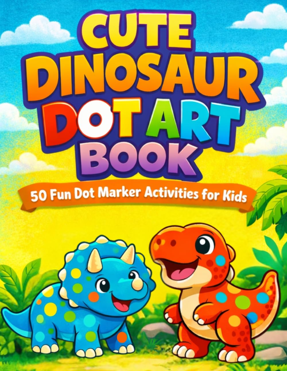 cute dinosaur dot art book: 50 Fun Dot Marker Activities for Toddlers and Preschool Kids