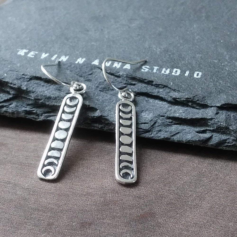 Sterling Silver Moon Phase Charm Earrings