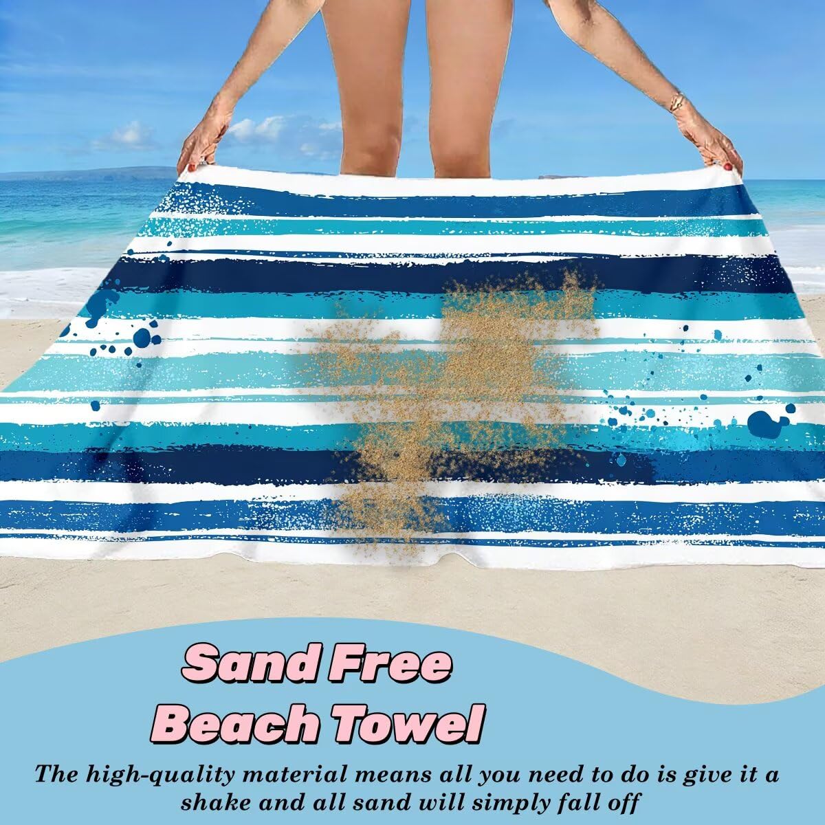 Toalla Playa 80x160 cm, Toalla Gimnasio Microfibra Secado Rapido, Juego de 2 Antiarena Toallas de Playa, Ligera Compacta Toallas Microfibra Grande para Viaje, Regalo Hombre Mujer (A rayas) -4175