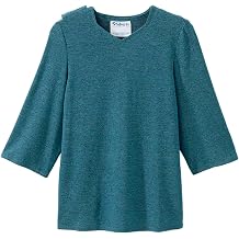 Womens Open Back Adaptive Diamond Neck Top for Seniors - Super Soft 3/4 Long Sleeve Shirt