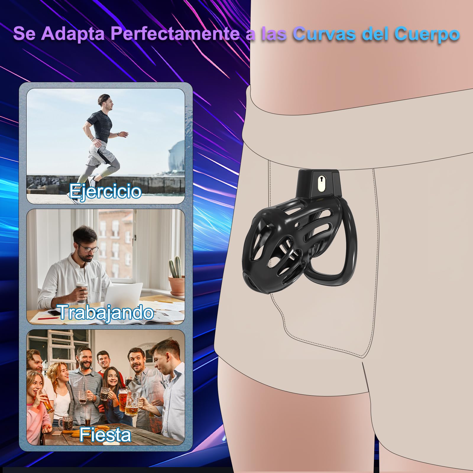Jaulas de Pene Juguetes Sexuales Pareja - Jaula de Castidad para Pene Chastity Cage Hombre con 3 Anillos Pene Masculino Ereccion Extraíbles, Juguetes Eróticos para Pareja Sexuales SM Bondage Kit