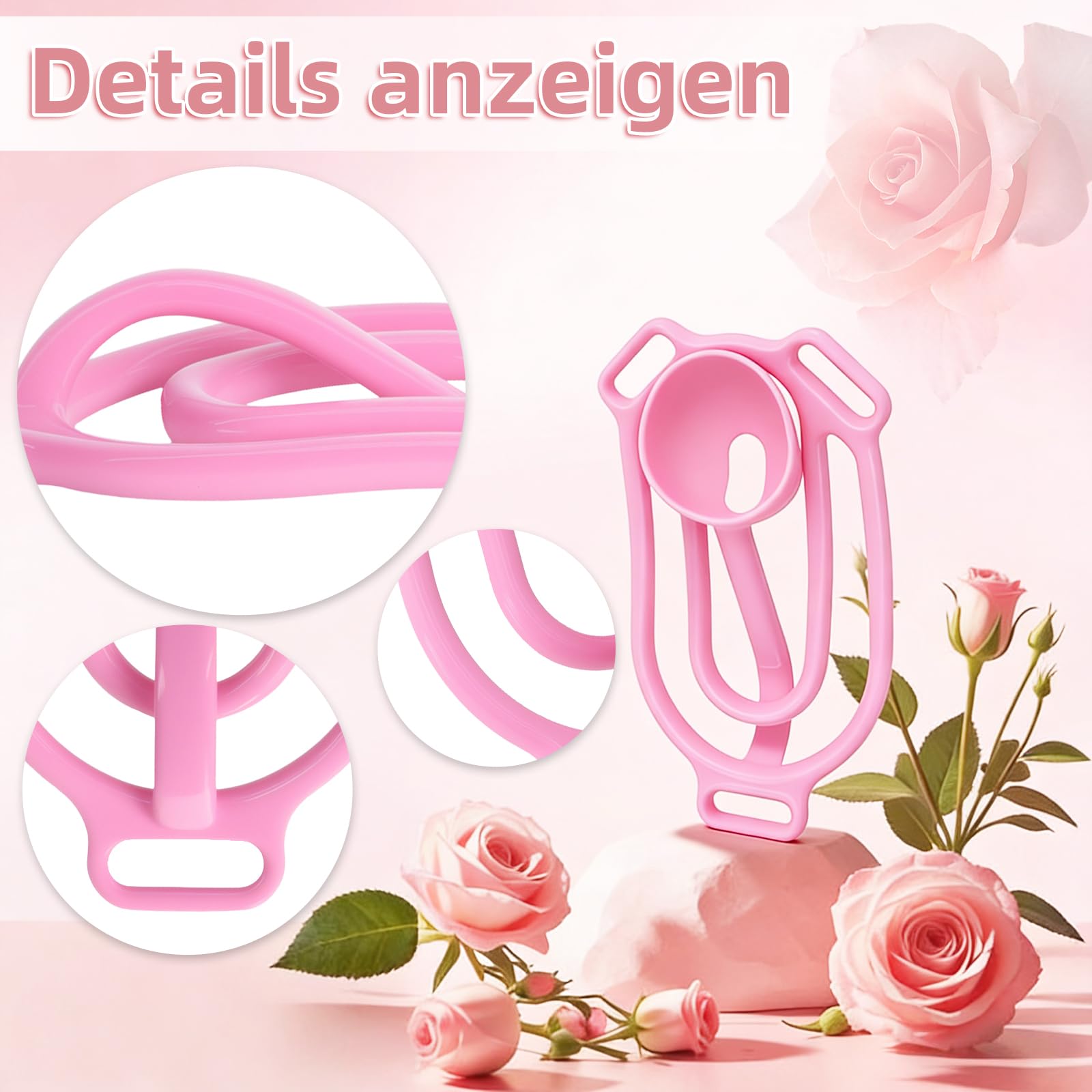 Cage de Chasteté pour Pénis Inversé Chastity Cage Man avec Plateau Urinaire et Trois Trous pour Ceinture Sex Toýs Homme Cage Chastetée Légère en Résine pour Bondage du Pénis (Pink-A)