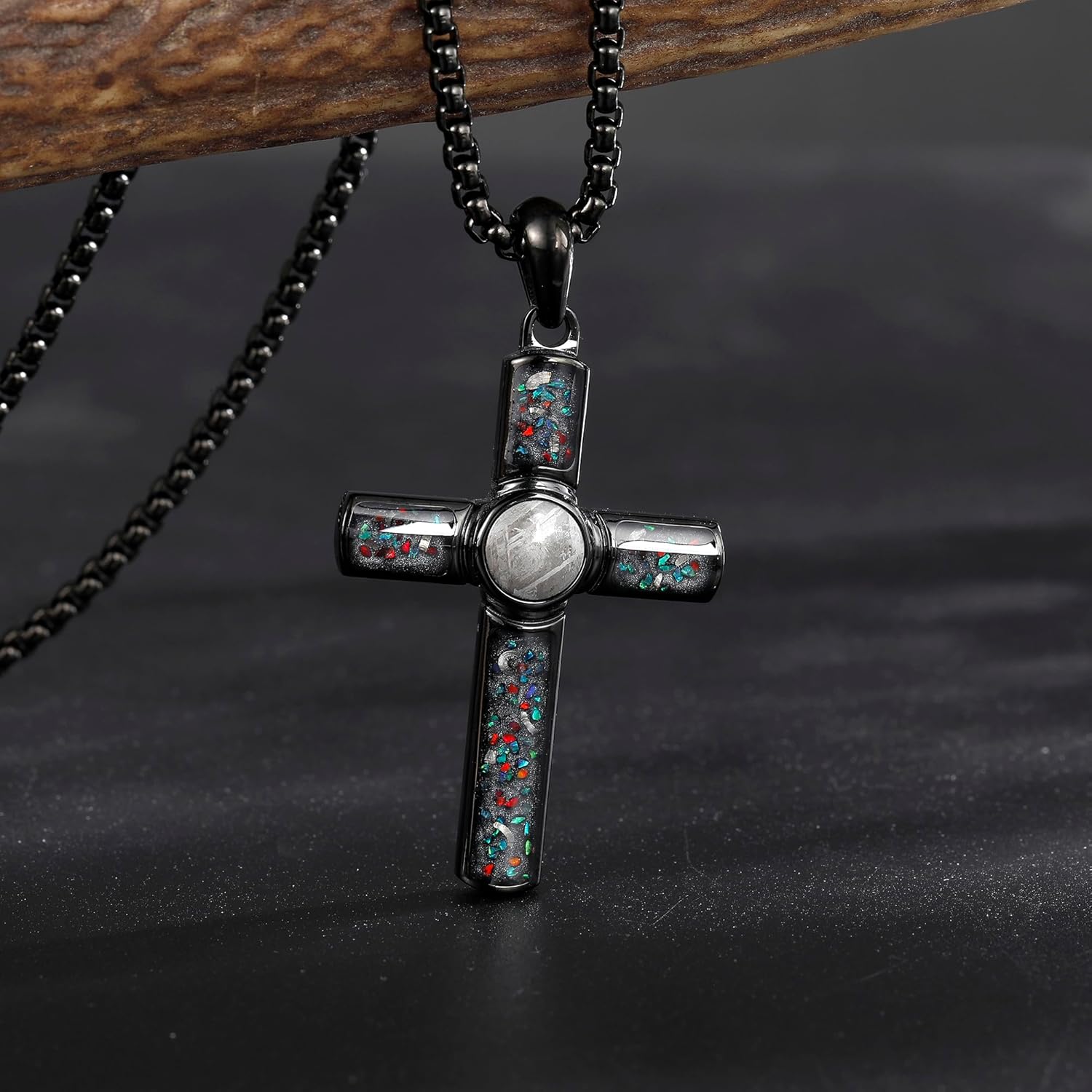 Amethyst Cross Necklace for Men Women with Adjustable Box Chain Natural Stone Pendant Necklace Religious Jewelry Gifts Everyday Wear - Image 4