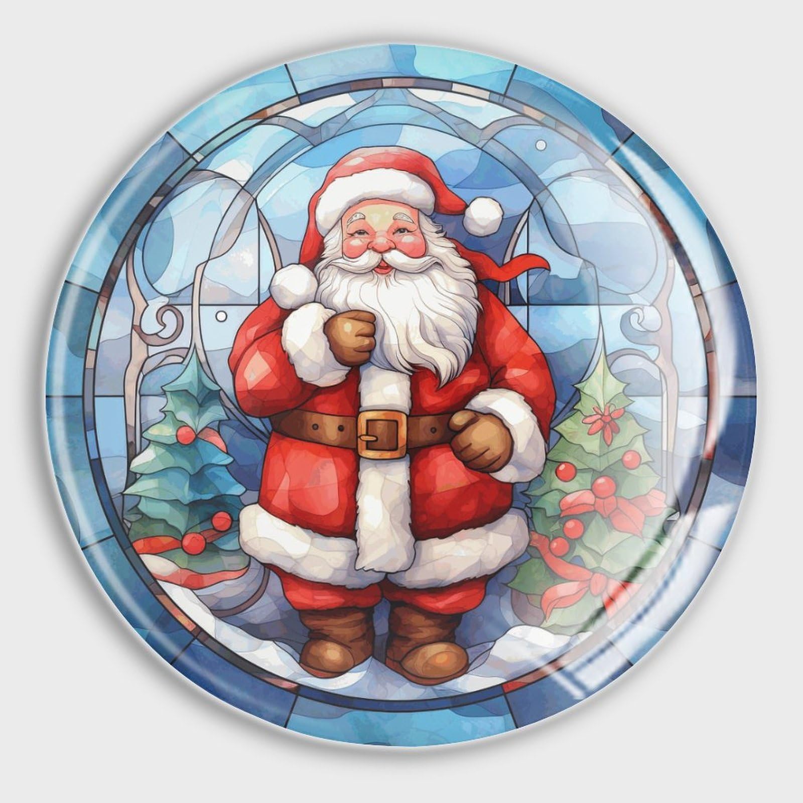 Aimants de réfrigérateur Père Noël en verre teinté pour cuisine et bureau - Lot de 4