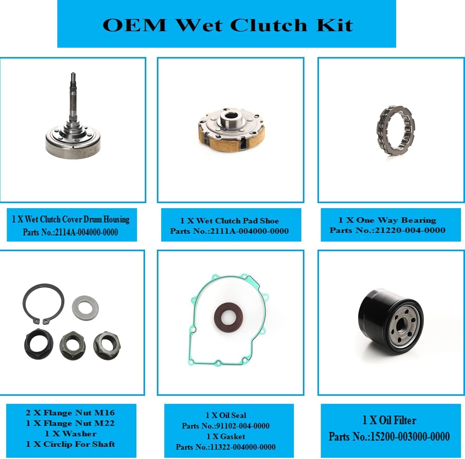 Chikia Hisun 500 700 Wet Clutch Kit Assembly Replacement for Hisun UTV ATV Massimo MSU 500 700 Axis 500 700 Outfitter 500 700 Bennche bighorn Challenger (not for 550/750)