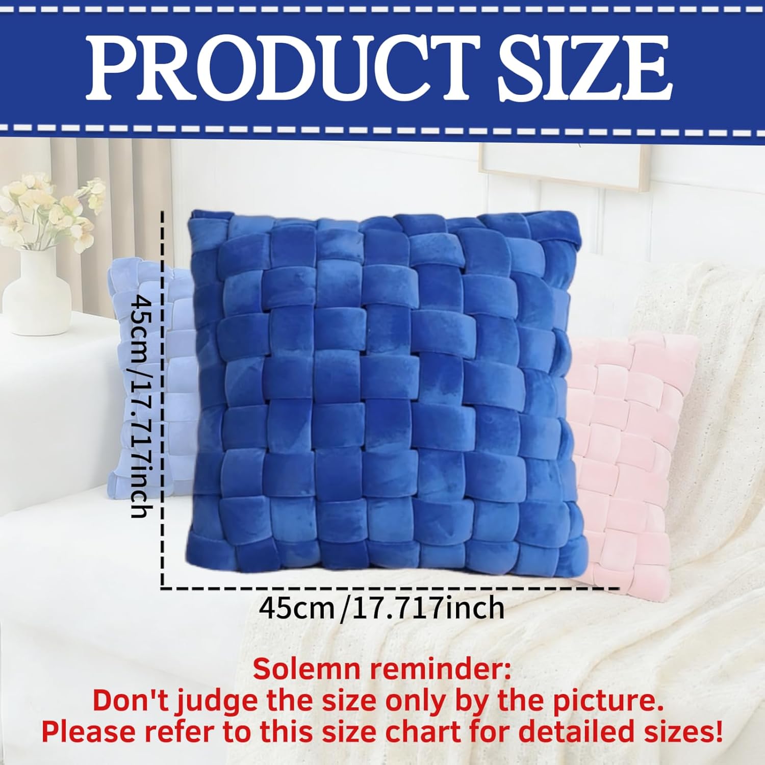 Knot Pillow Decorative Throw Pillows for Couch Aesthetic Home Decor Round Accent Cushion Sofa Living Room Bedroom Cute Decor (Blue)
