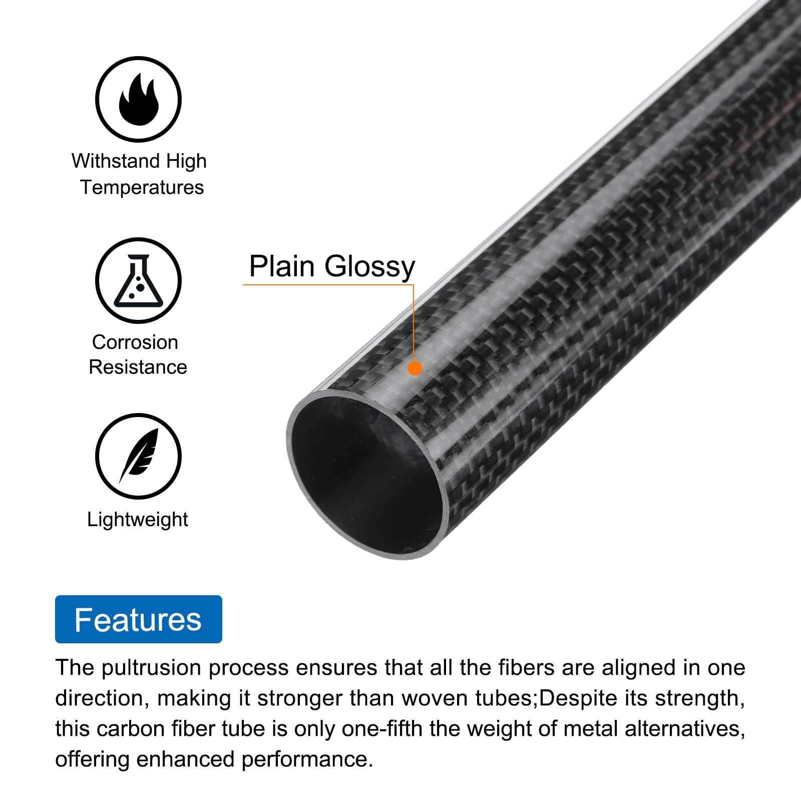 QUARKZMAN 1pz Tubo Fibre Carbonio 23 x 25 x 420mm Superficie Lucida Asta 3K Avvolta Fibre Carbonio Tubo Rotondo Puro Aeroplani Rc, Multicotteri, Quadricotteri