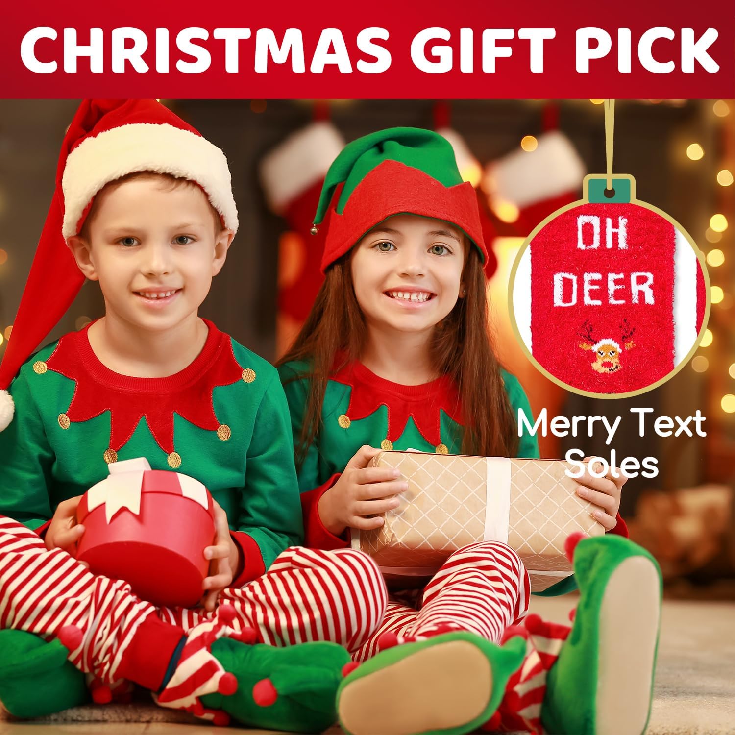 HAPPYPOP Christmas Fuzzy Socks for Kids - Holiday Little Elf Gifts for Boys Girls 4-9 Years - Image 5