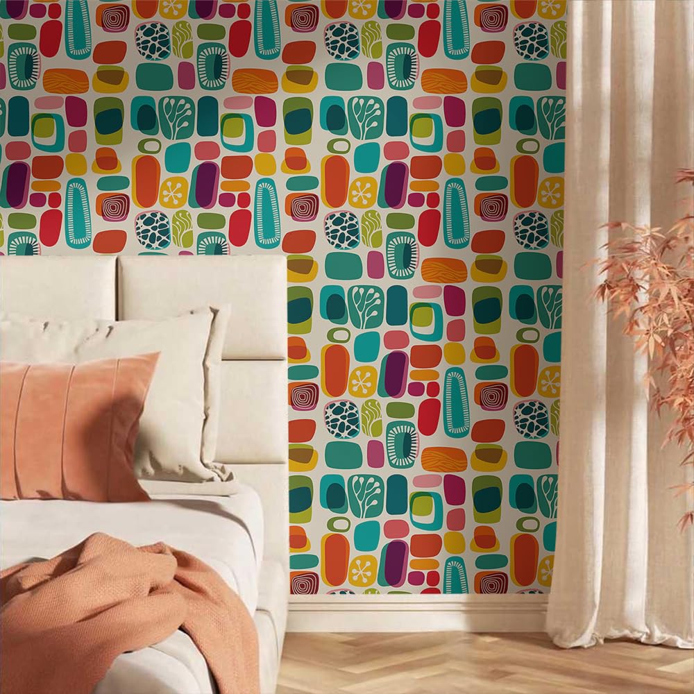 Photo 1 of Yzogbry Geometric Mosaic Dot Peel and Stick Wallpaper