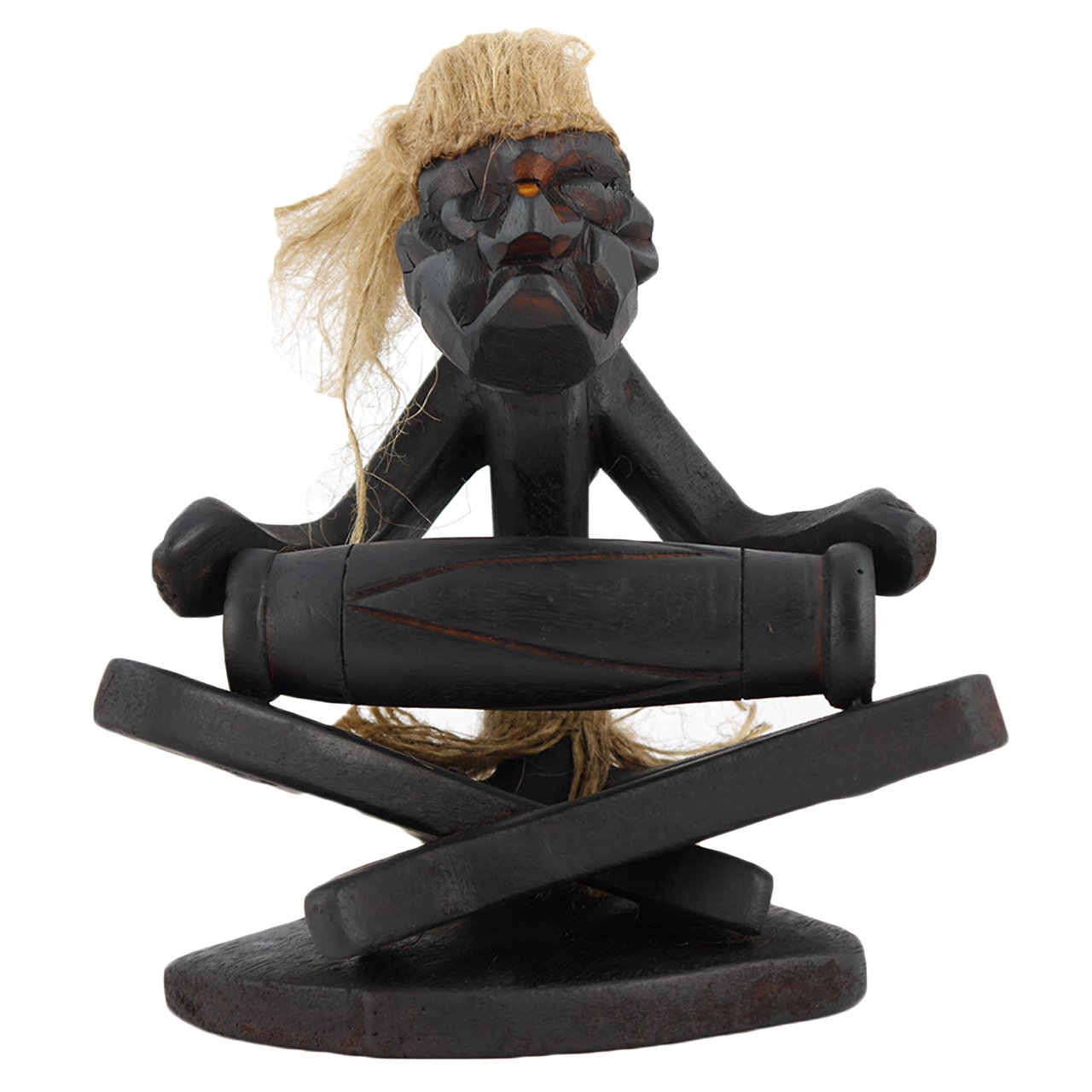 ART-CRAFT AS017Asmat Musiker mit Bongo aus Holz dunkel gefär