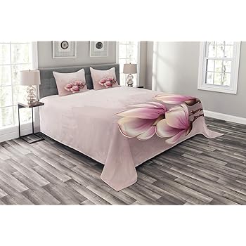 Abakuhaus Magnolie Tagesdecke Set Fragile Blutenblatter Set Mit Kissenbezugen Sommerdecke Fur Doppelbetten 220 X 220 Cm Baby Pink Braun Und Rosa Amazon De Kuche Haushalt