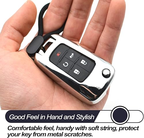 Miniatura 9 de Compatible con Chevy Chevrolet Equinox Encore Camaro Cruze Malibu Impala Buick Regal Lacrosse GMC Terrain Negro Funda de TPU Funda para llavero