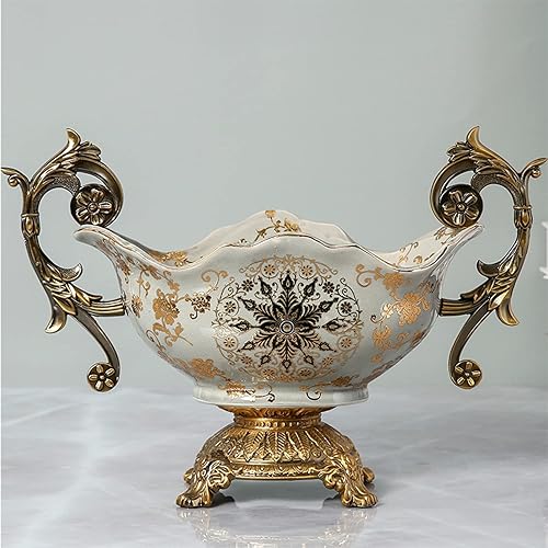 Miniatura 3 de DOMELA Platos de exhibición de caramelos,Bol de fruta binaural,Bandeja de almacenamiento de placa de frutas secas de cerámica,Cuencos decorativos de