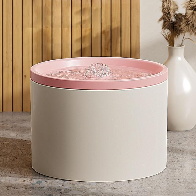 YPDOPORA Fuente De Agua De Cerámica para Gatos De 1 L, Automática, Súper Silenciosa, con 6 Filtros De Repuesto