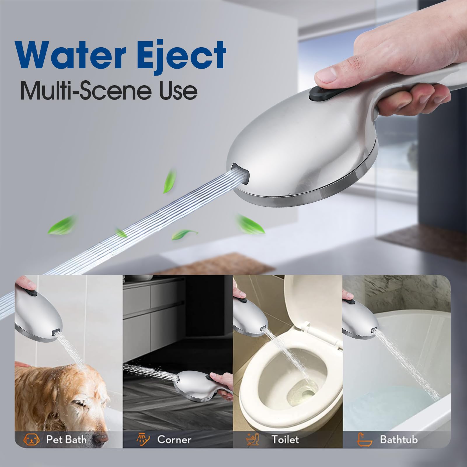 Soffione doccia ad alta pressione con doccetta, barra scorrevole regolabile in altezza da 66 cm, deviatore a 3 vie per un facile accesso, set combinato con doppio soffione doccia con tubo da