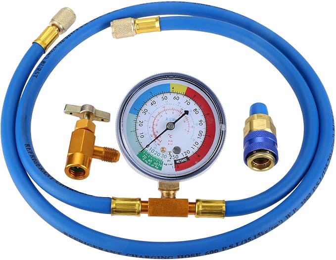 R134a Recharge Hose Kit with Gauge, 51'' AC Refrigerant Recharging