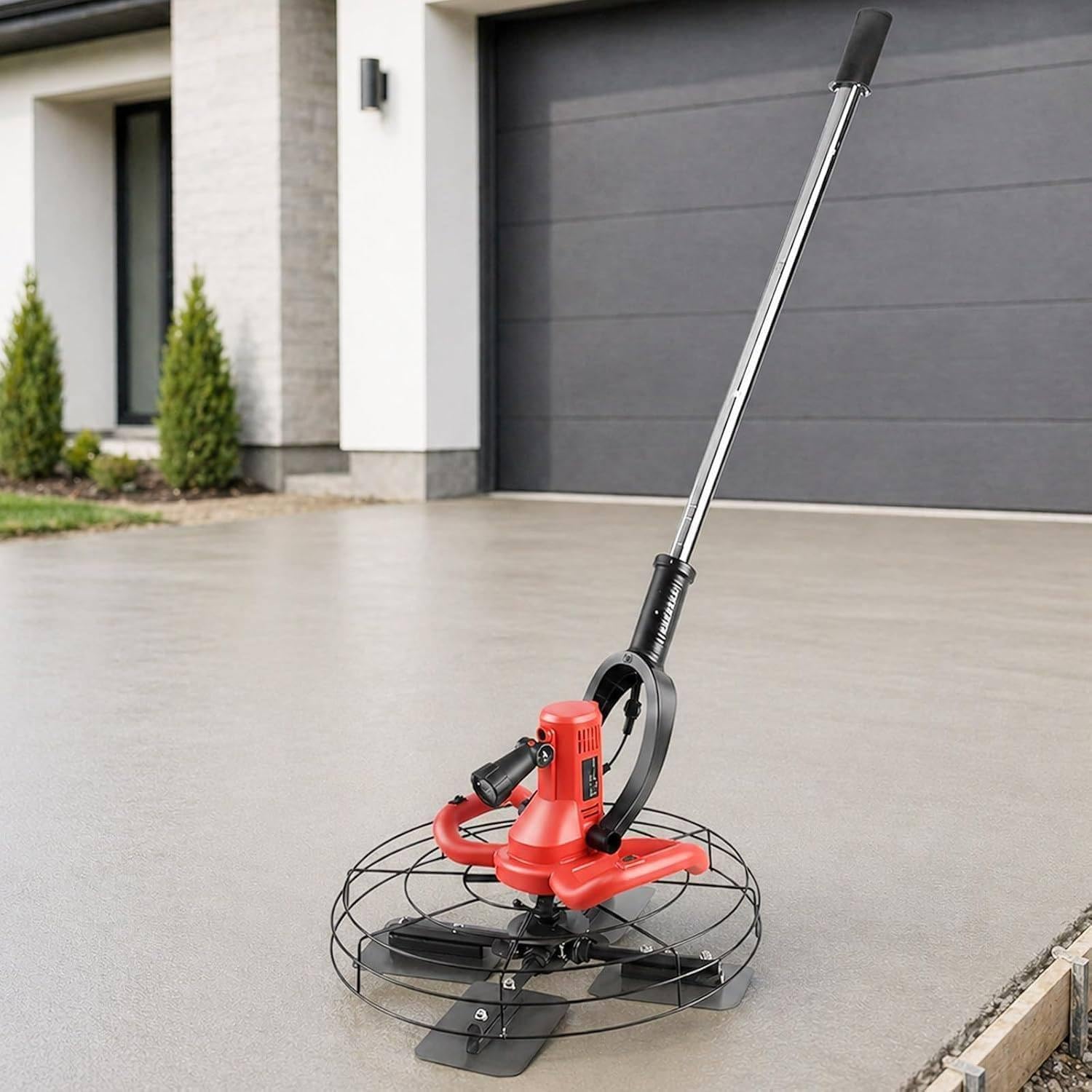 Fratasadora De Hormigón Eléctrica 1680 W | Alisadora Y Pulidora De Paredes Con 6 Velocidades 280-2800 Rpm, Plato De 46 Cm, Mango Largo Y Accesorios De Desbaste