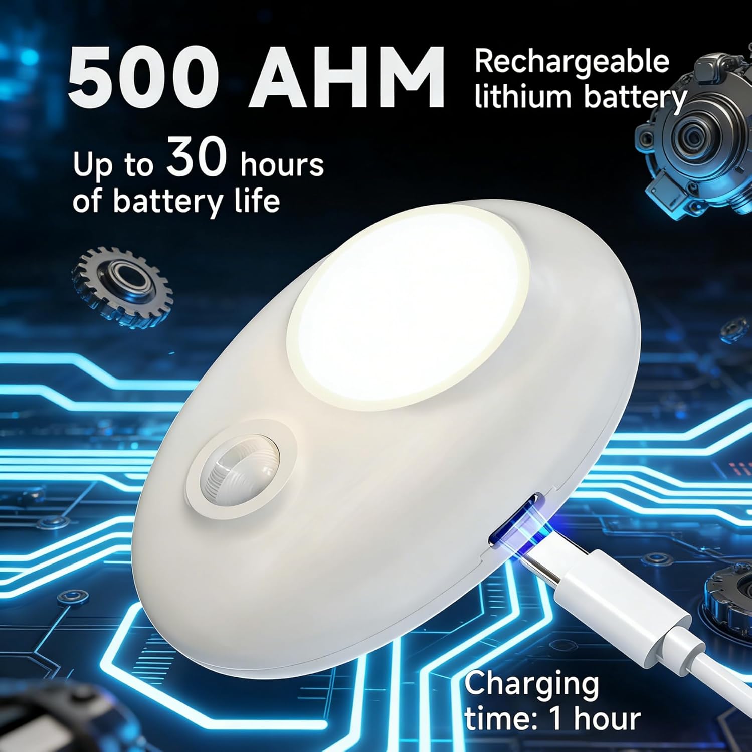 Luimos Motion Sensor Night Light, 2.7 Inch Wireless Rechargeable LED Puck Light, 500mAh 14H Runtime, 3 Color Modes Dimmable Closet Light for Kitchen Cabinet Wardrobe Stairway