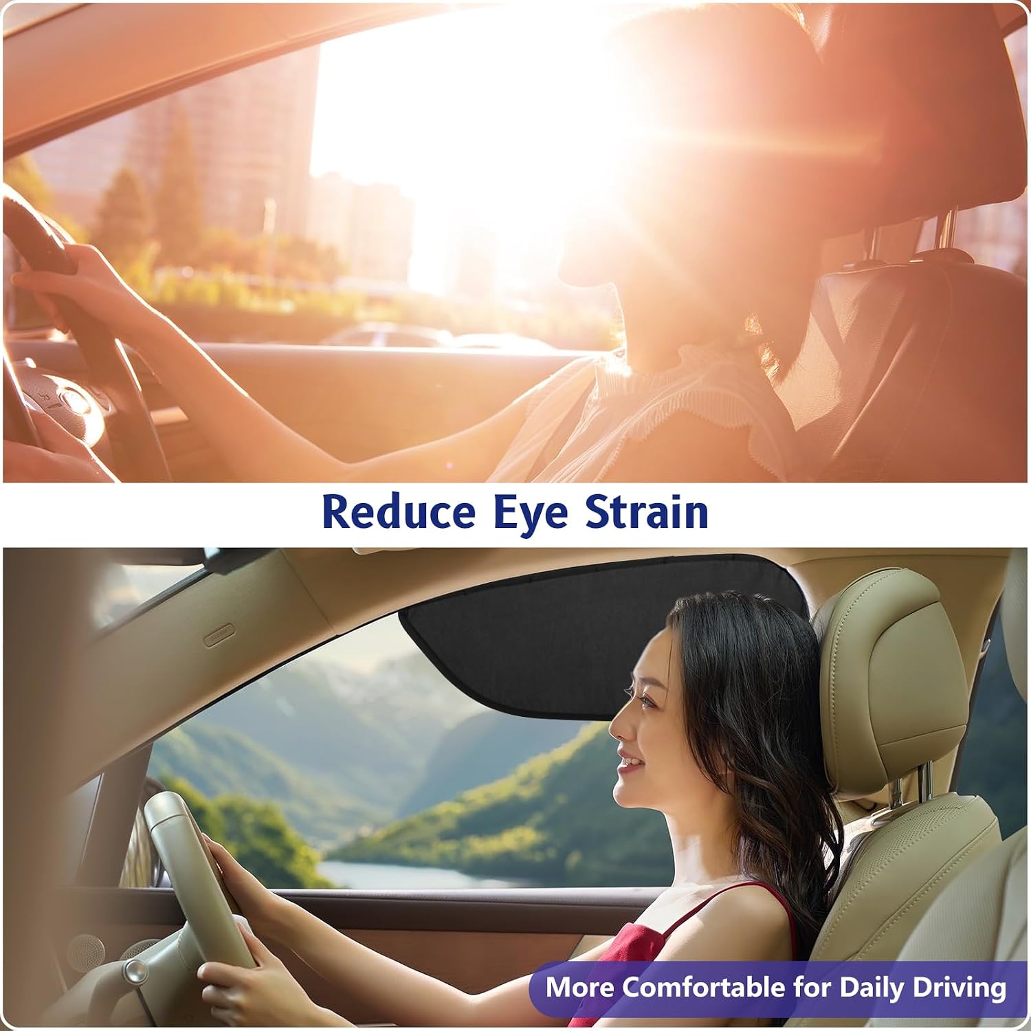 Car Window Shades, Magnetic Side Window Sun Glare Blocker with 7 Built-in N40 Magnets, 2 Pack UV Protection Driving Shade for Driver & Passenger Side, Heat Reduction, Easy Installation