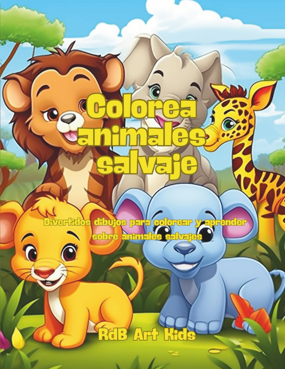 Colorea animales salvajes: Libro para colorear con dibujos de los animales de la selva y la sabana.