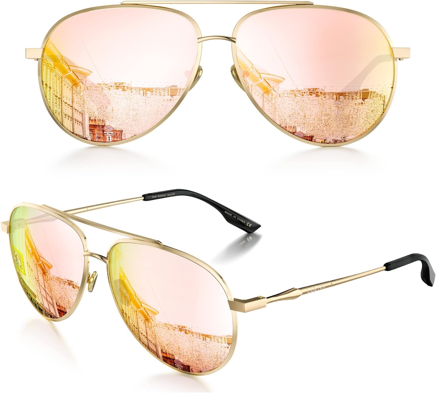 LUENX Aviator Sunglasses for Women Men Polarized Lens Trendy Sun Glasses - UV 400 Protection 60MM with Accessories Driving
