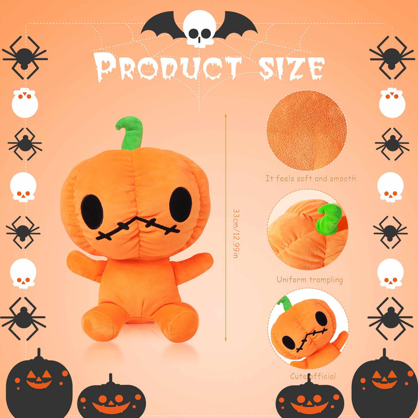 Peluche Zucca Di Halloween 30cm | Morbida Zucca Ripiena Cuscino | Giocattolo E Decorazione Per Casa E Ufficio