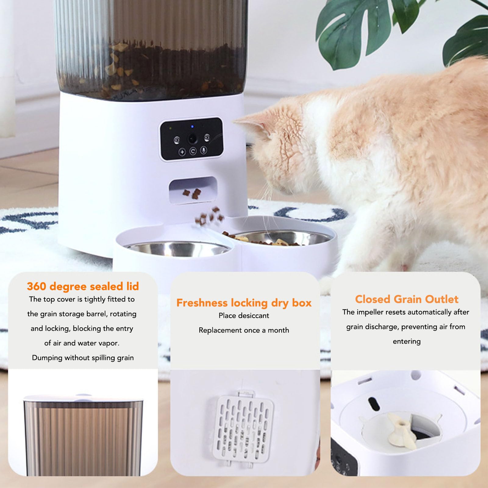 Distributore Automatico di Cibo per Gatti da 5 Litri - Distributore Automatico di Cibo per Mangiatoia per Cani WiFi, Mangiatoia per Gatti Temporizzata Intelligente con (Doppia