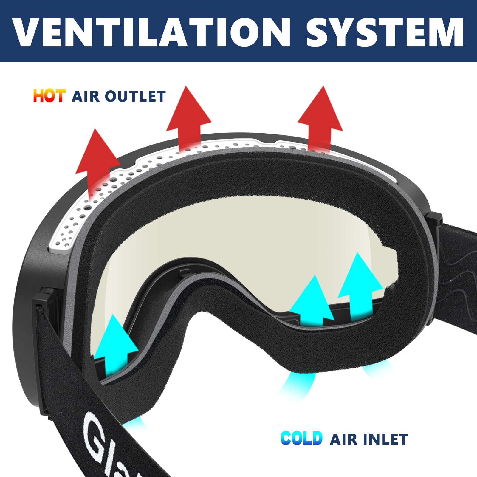 Ski Goggles, OTG 100% UV Protection Anti Fog Snowboard/Ski