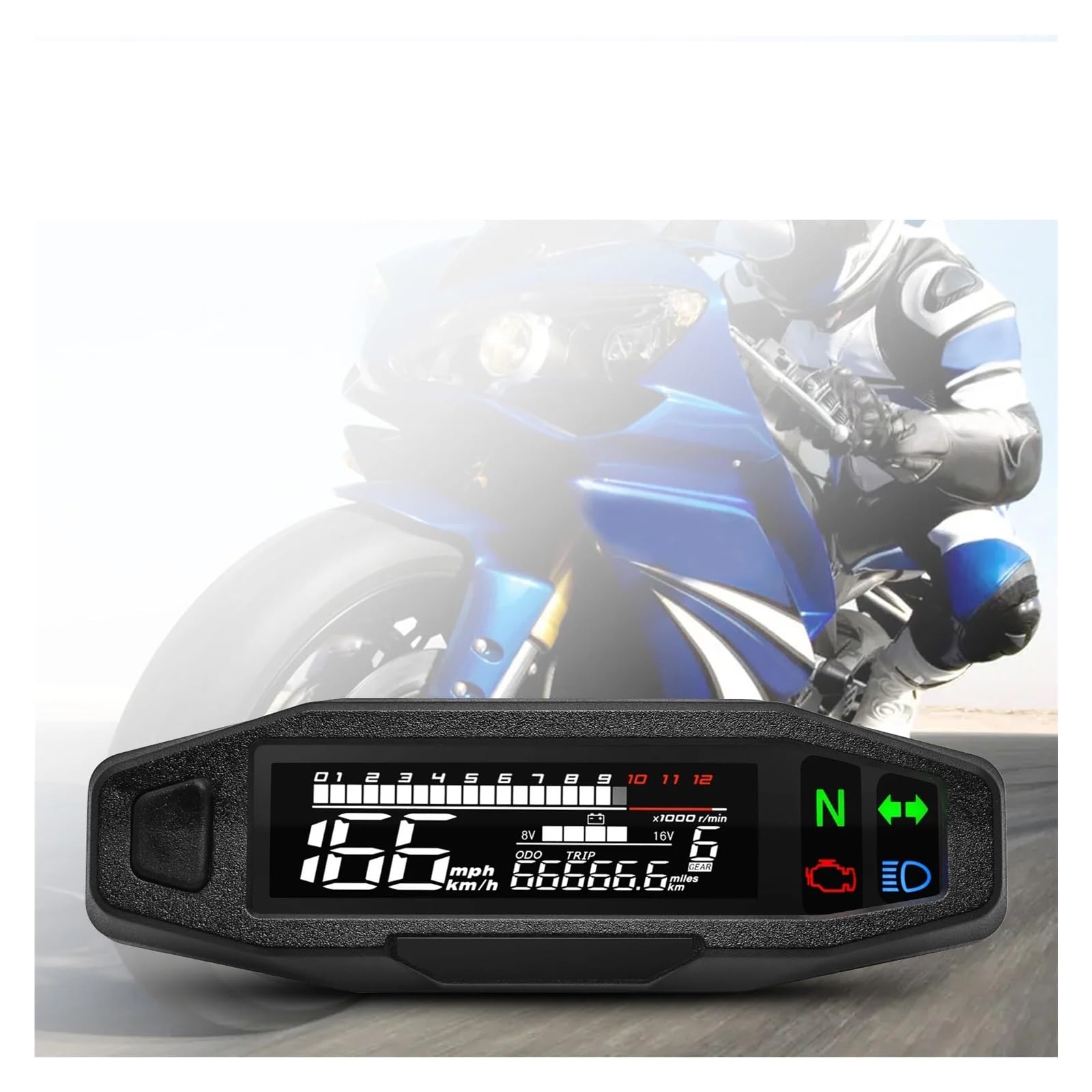 KNVBGG Speedometer Odometer Meter A Universal Digital Motorcycle Meter Speedometer Digital Odometer RPM Fuel Level Meter Turn Signal Light for Motorcycle