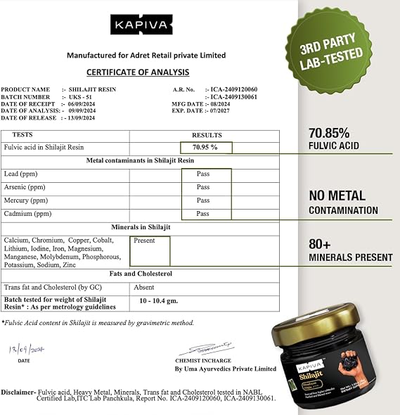 Kapiva 100% Pure Himalayan Shilajit Resin(30gm), High Potency for Men & Women | 120 Servings of 250mg | 80+ Trace Minerals, Upto 70% Fulvic Acid | Authentic | Natural Energy & Immune Support