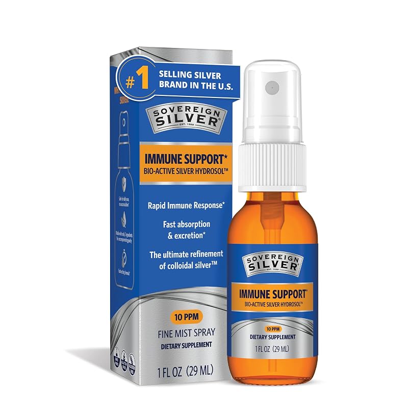 Sovereign Silver Suplemento para a imunidade, prata coloidal, spray de névoa fina, 10 ppm, 30 mL
