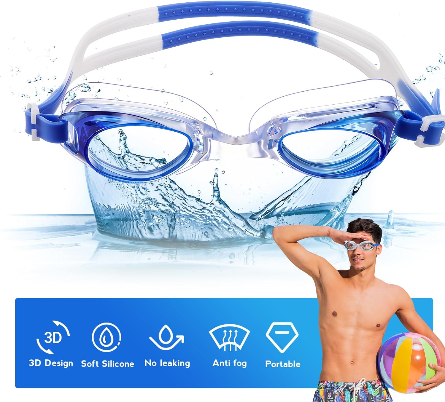 Macarrie 30 Pack Swim Goggles Bulk No Leaking Swimming Goggles with Ear Plugs and Nose Clip for Adult Men Women Youth