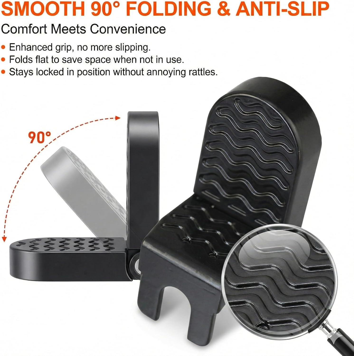 Heavy Duty E-Bike Foot Pegs for 15mm(0.59") Axle ONLY, Anti-Slip Foldable Rear Pedals for Passenger, Manganese Steel Reinforced Aluminum Bike Footrests for E-Bike, MTB & Folding