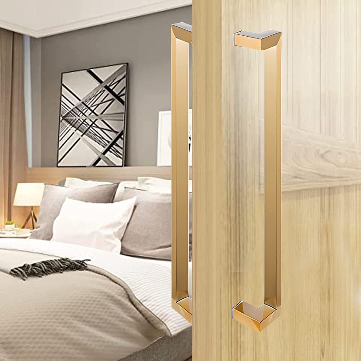 Poignée de porte de grange or 80cm au design architectural haut de gamme