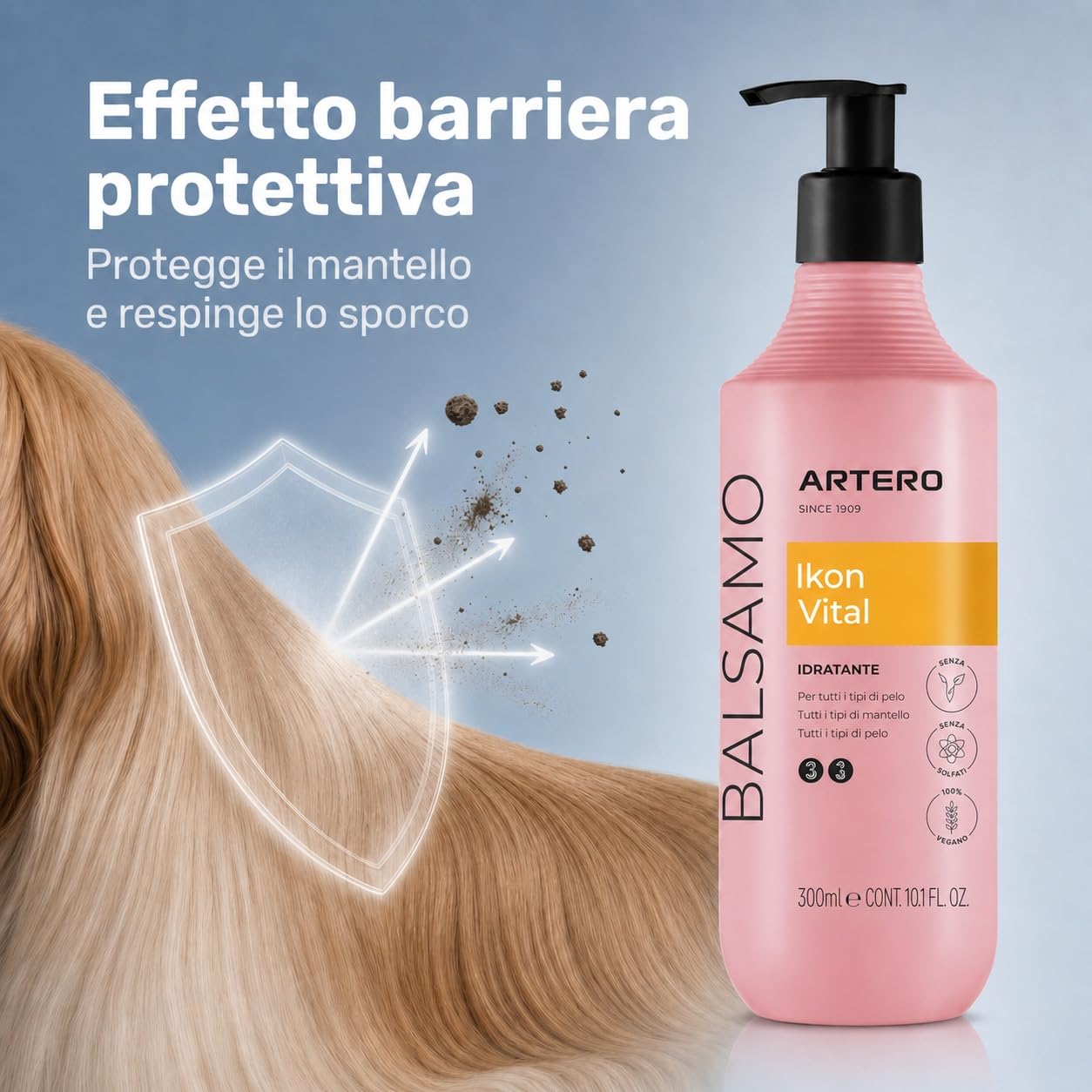 Artero Ikon Vital. Balsamo per cani. Idrata, ammorbidisce e protegge il mantello. Arricchito con Avena, ideale per pelli sensibili e mantelli con nodi o tendenza all'effetto crespo. (300 ml)