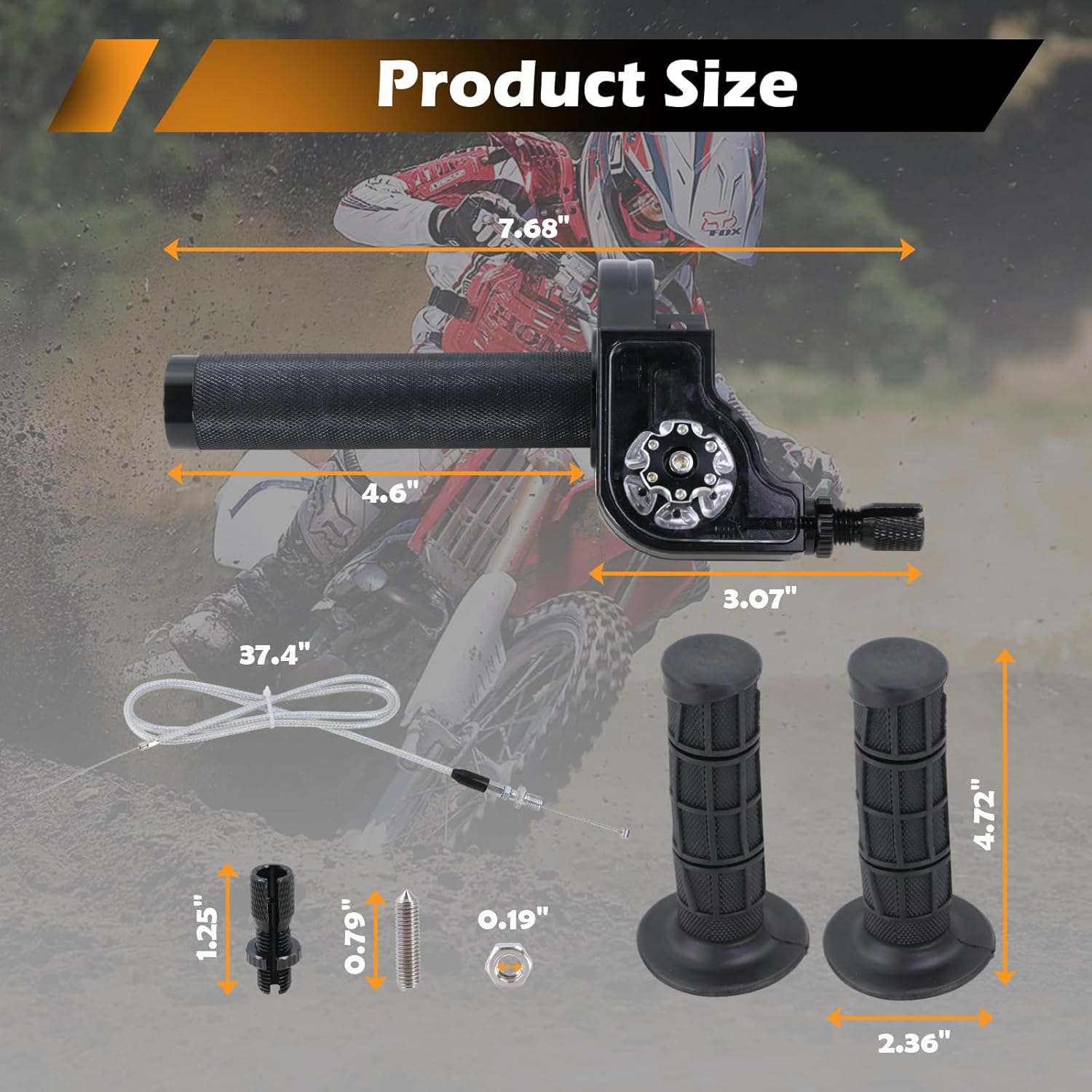 Mini Bike Throttle Kit with Cable Throttle Assembly CNC Quick Action Twist Throttle Compatible with 7/8" Handlebars 50cc-250cc Dirt Pit Bike Mini Bike ATV Motorcycle (Black)