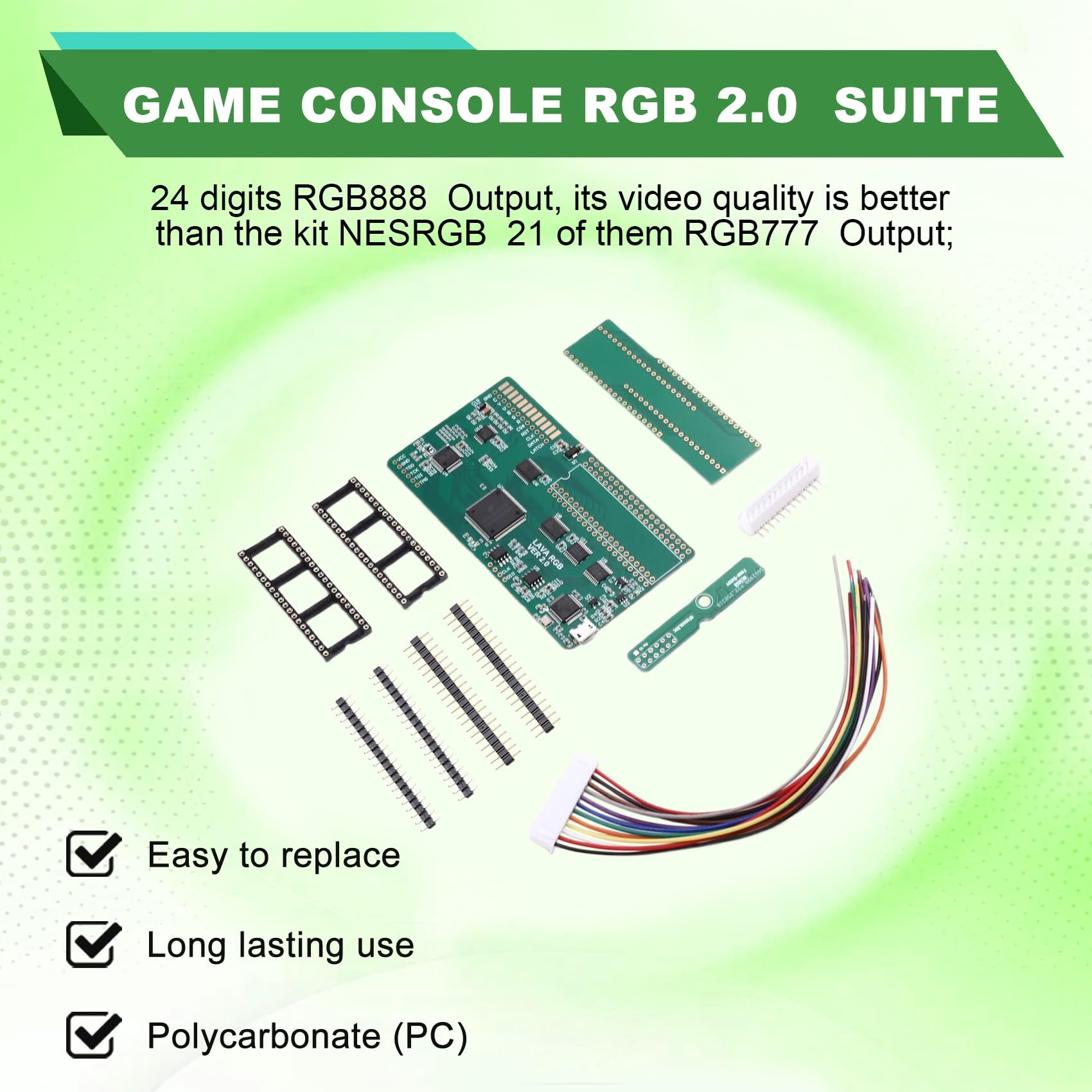 NONDK Kit Lava RGB 2.0 para Consola AV Famicom RGB FC Better NESRGB con Salida RGBS/S-Video/CV de Vídeos y RGB888 de 24 Bits