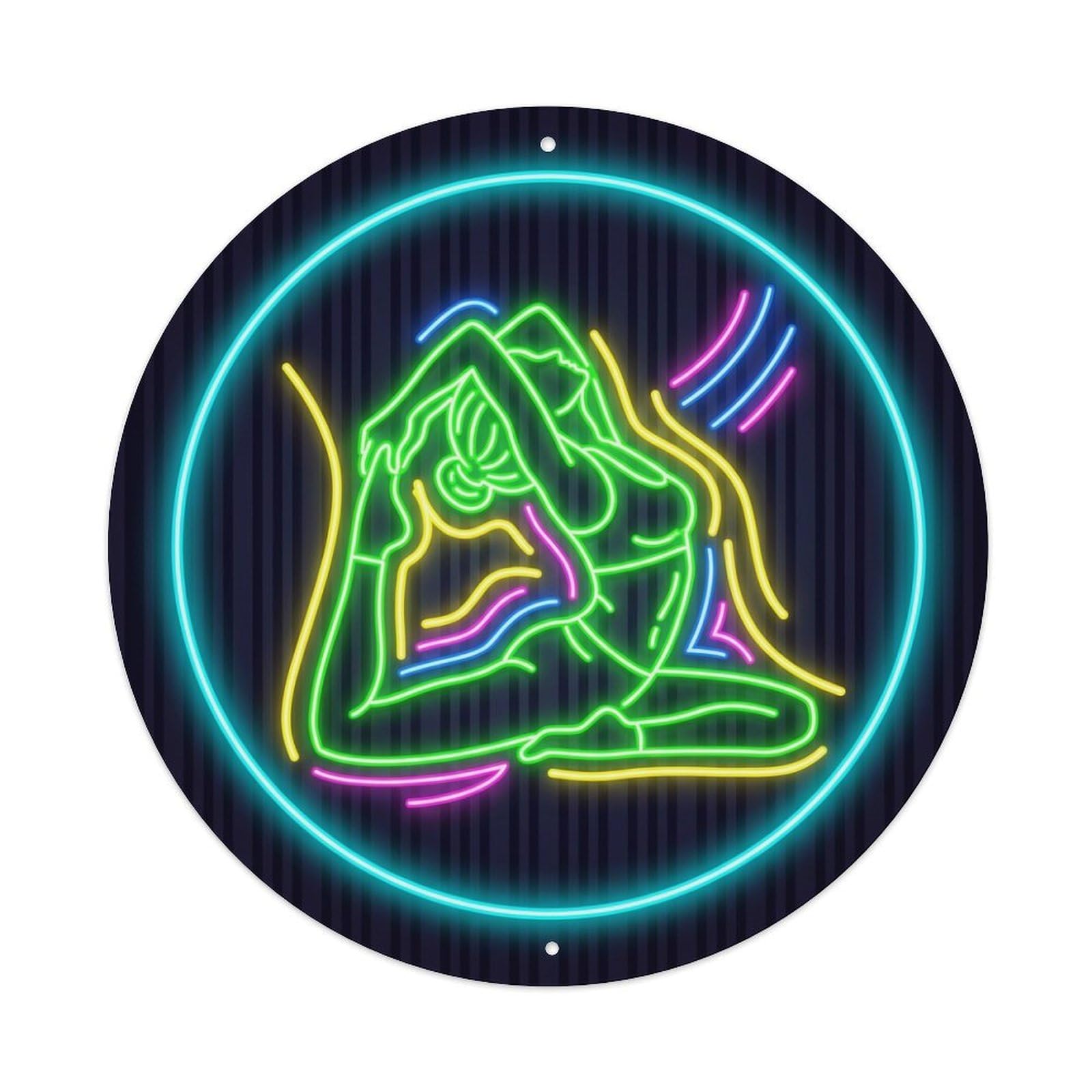 Vintage Faux Neon Gym Retro Bodybuilding Stretching Metal Tin Sign