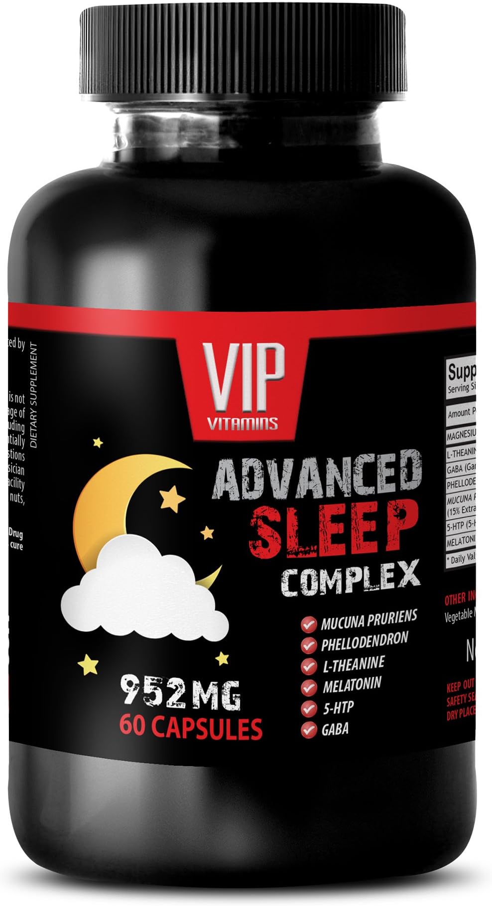 Sleeping aid Supplements - Advanced Sleep Complex 952MG - melatonin 1 mg - 1 Bottle (60 Capsules)