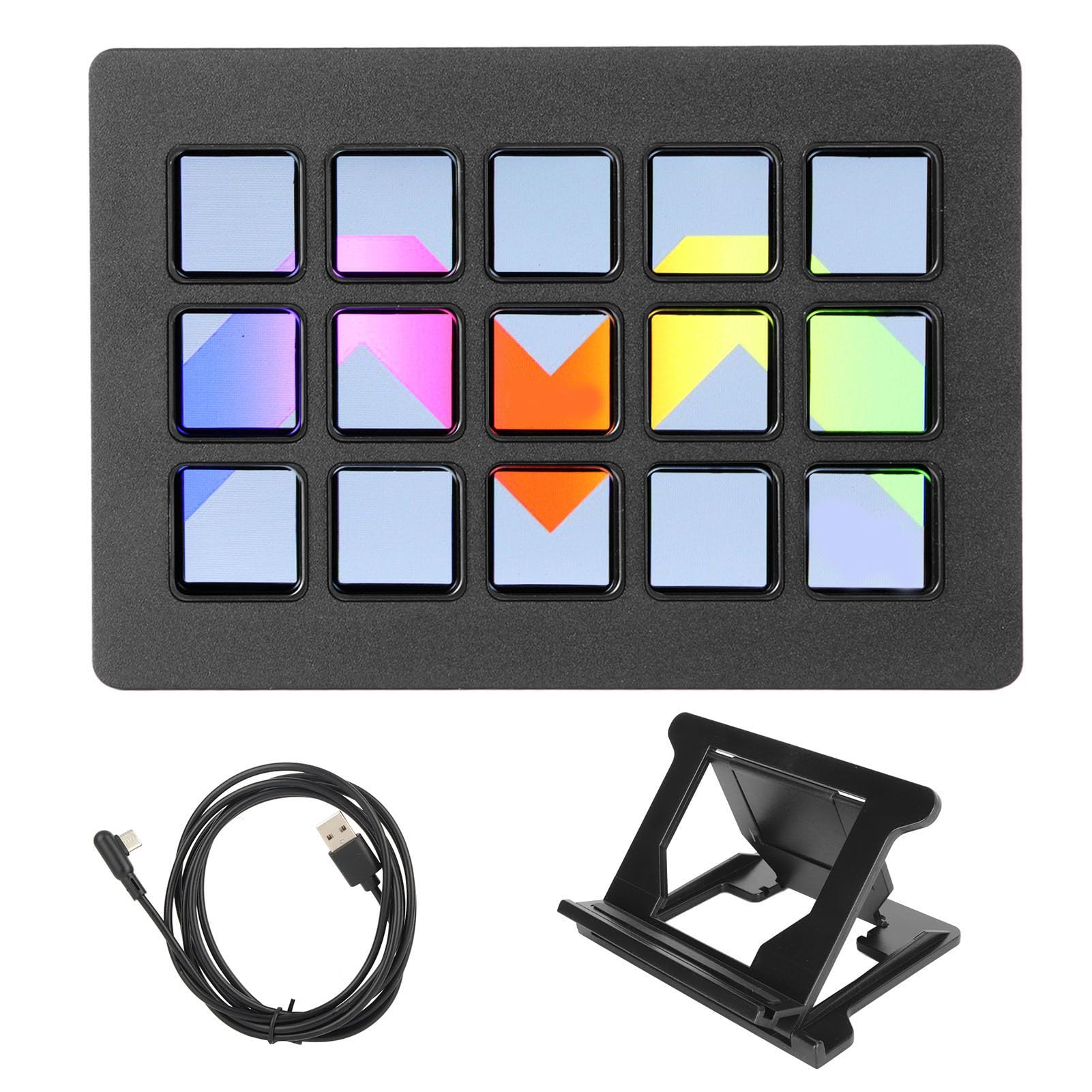 Cryfokt LCD Custom Keyboard, 15 Keys Action in App Software, Macro Keyboard for Twitch, Mixer Production Console Studio Controller