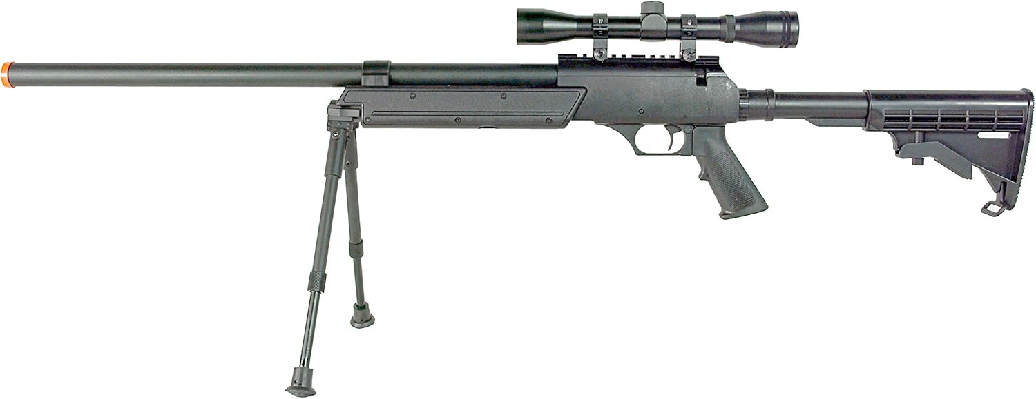 BBTac Powerful And Precision Spring Airsoft Sniper Rifle Gun, Heavy Weight with 3x Scope and Bipod