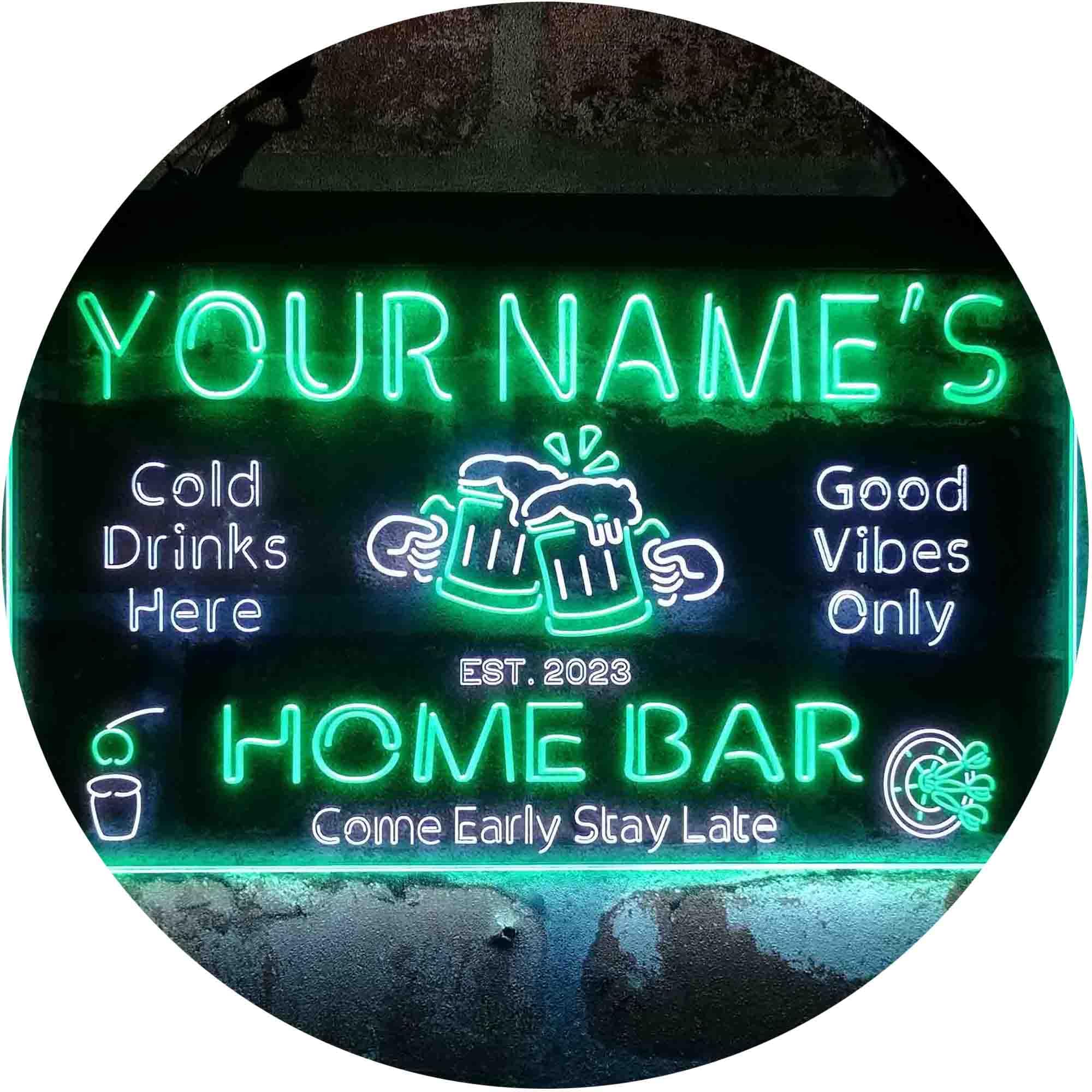 Advpro White & Green Personalized Your Name Custom Home Bar Beer Established Year Dual Color Led Neon Sign 300Mm X 210Mm St6s32-P1-Tm-Wg